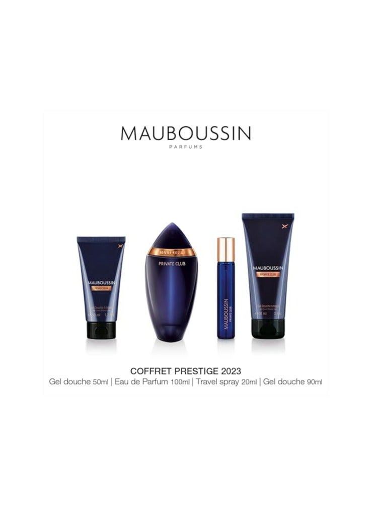 موبوسين SET MAUBOUSSIN  PRIVATE CLUB PRESTIGE EDP 100ML+ SH.GEL 90ML + SH.GEL 50ML+ 20 ML EDP - Image 1