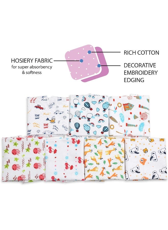 لوفلاب قماش قطني فاخر من Luv Lap Hosiery لحديثي الولادة، قابل للغسل، قابل لإعادة الاستخدام، ماص، مناشف وجه/منشفة فائقة النعومة للأطفال، طباعة كرزية، عبوة من 7 قطع، متعددة الألوان - Image 4
