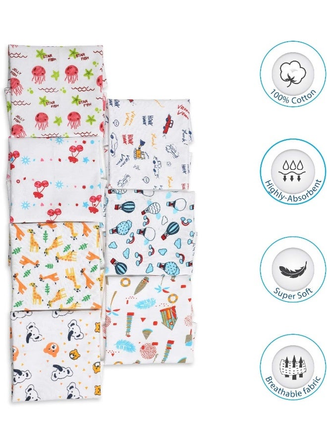 لوفلاب قماش قطني فاخر من Luv Lap Hosiery لحديثي الولادة، قابل للغسل، قابل لإعادة الاستخدام، ماص، مناشف وجه/منشفة فائقة النعومة للأطفال، طباعة كرزية، عبوة من 7 قطع، متعددة الألوان - Image 3