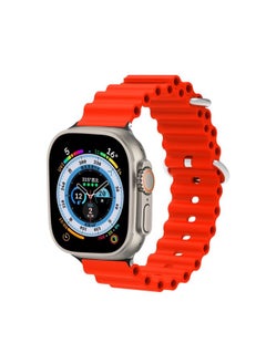 Replacement Strap Ocean Silicone Metal Head Watch Band For Apple Watch Ultra 49mm&Watch Ultra 2 49mm / Series 9&8&7 45mm / SE 3&SE 2&6&SE&5&4 44mm / 3&2&1 42mm Red