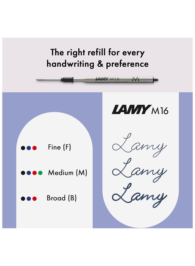 LAMY قلم حبر جاف ثلاثي الألوان مع شعار من الفولاذ المقاوم للصدأ وباريل أحمر وحبر أسود - Image 4