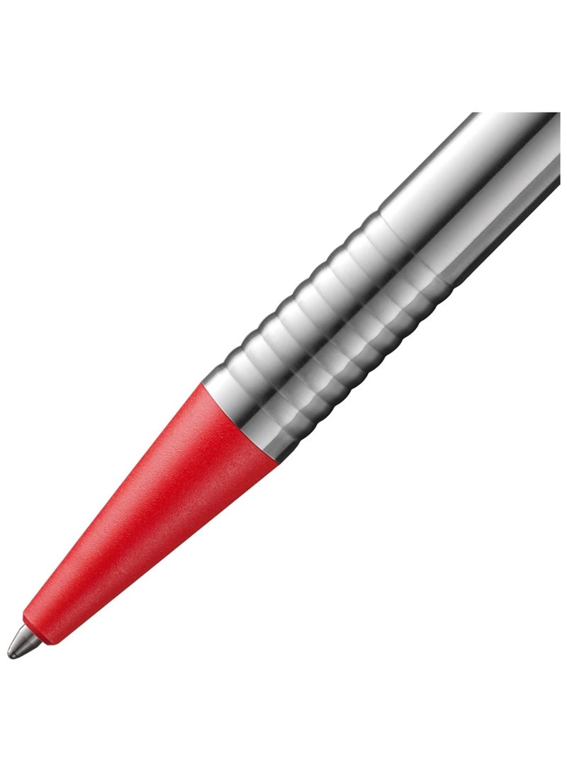 LAMY قلم حبر جاف ثلاثي الألوان مع شعار من الفولاذ المقاوم للصدأ وباريل أحمر وحبر أسود - Image 2