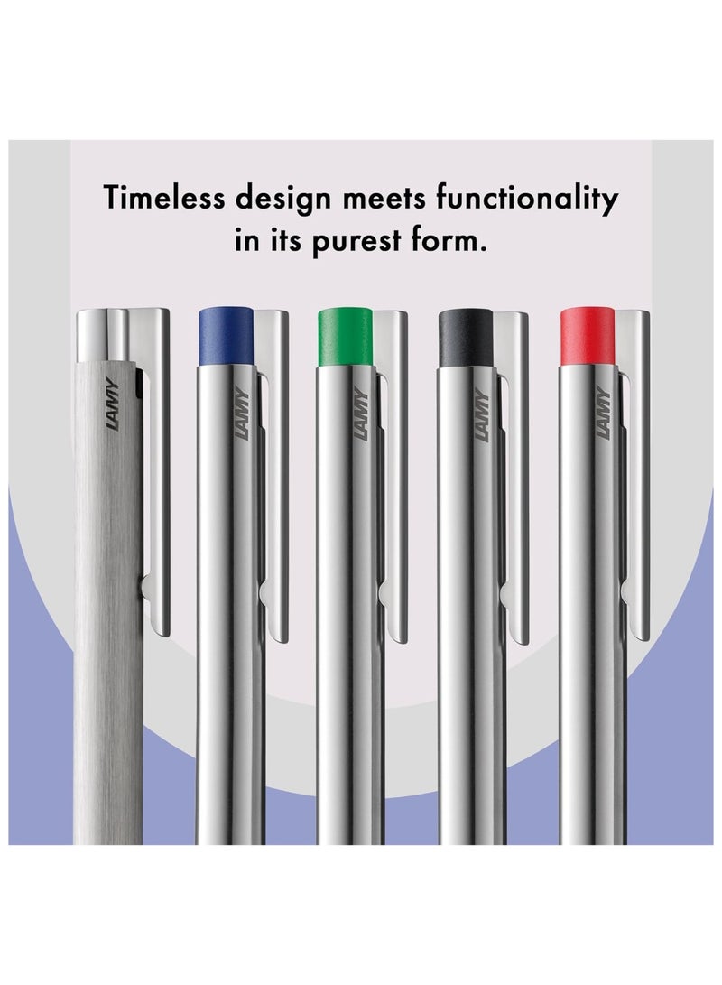 LAMY قلم حبر جاف ثلاثي الألوان مع شعار من الفولاذ المقاوم للصدأ وباريل أحمر وحبر أسود - Image 5