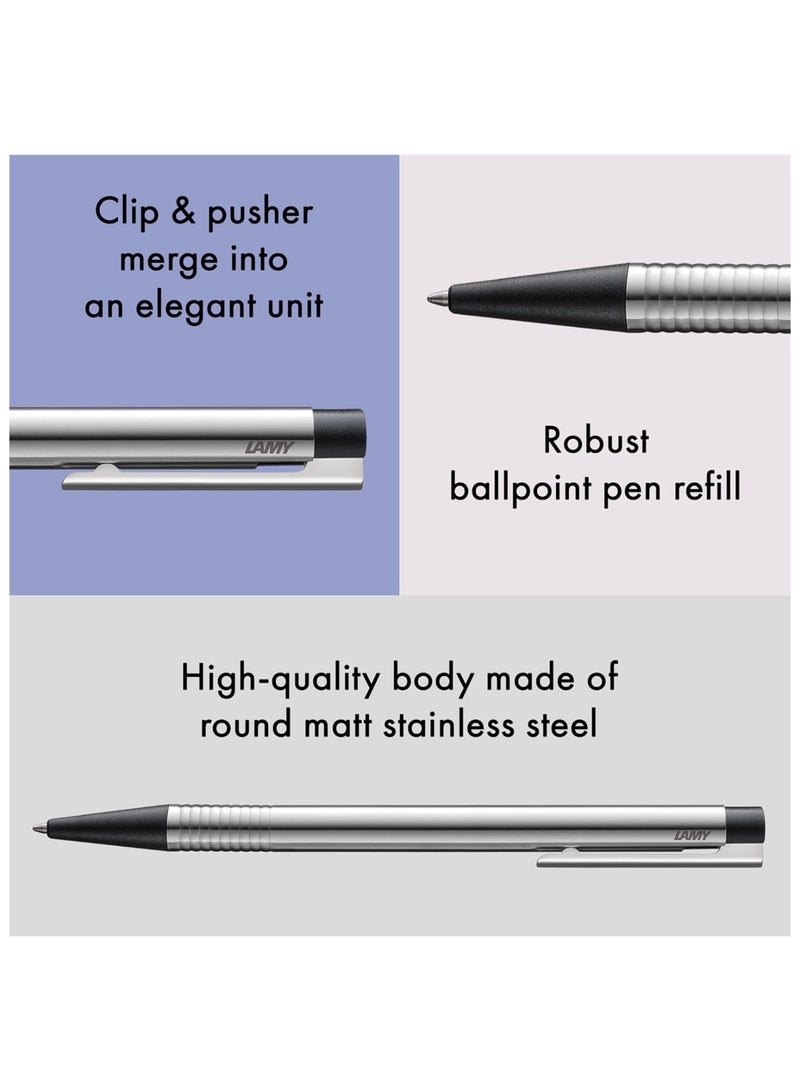 LAMY قلم حبر جاف ثلاثي الألوان مع شعار من الفولاذ المقاوم للصدأ وباريل أحمر وحبر أسود - Image 3