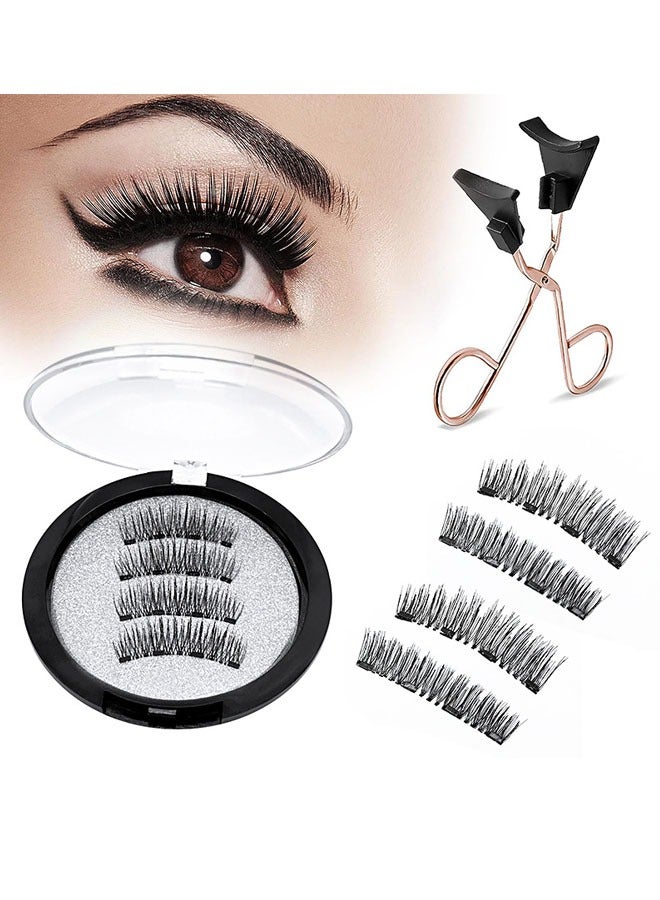 Beauty1234 Magnetic Eyelashes without Eyeliner, 3D Dual Magnetic Eyelashes, Reusable Magnetic False Eyelashes with Tweezers No Glue, Long-Lasting Waterproof Natural Look and Easy to Wear for Women - Image 1