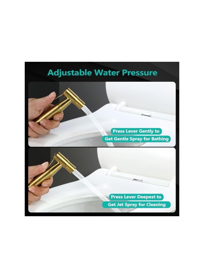 The Bros رشاش بيديت يدوي من الفولاذ المقاوم للصدأ بالكامل للمرحاض، رأس رش عالي الضغط باللون الذهبي المصقول - Image 2