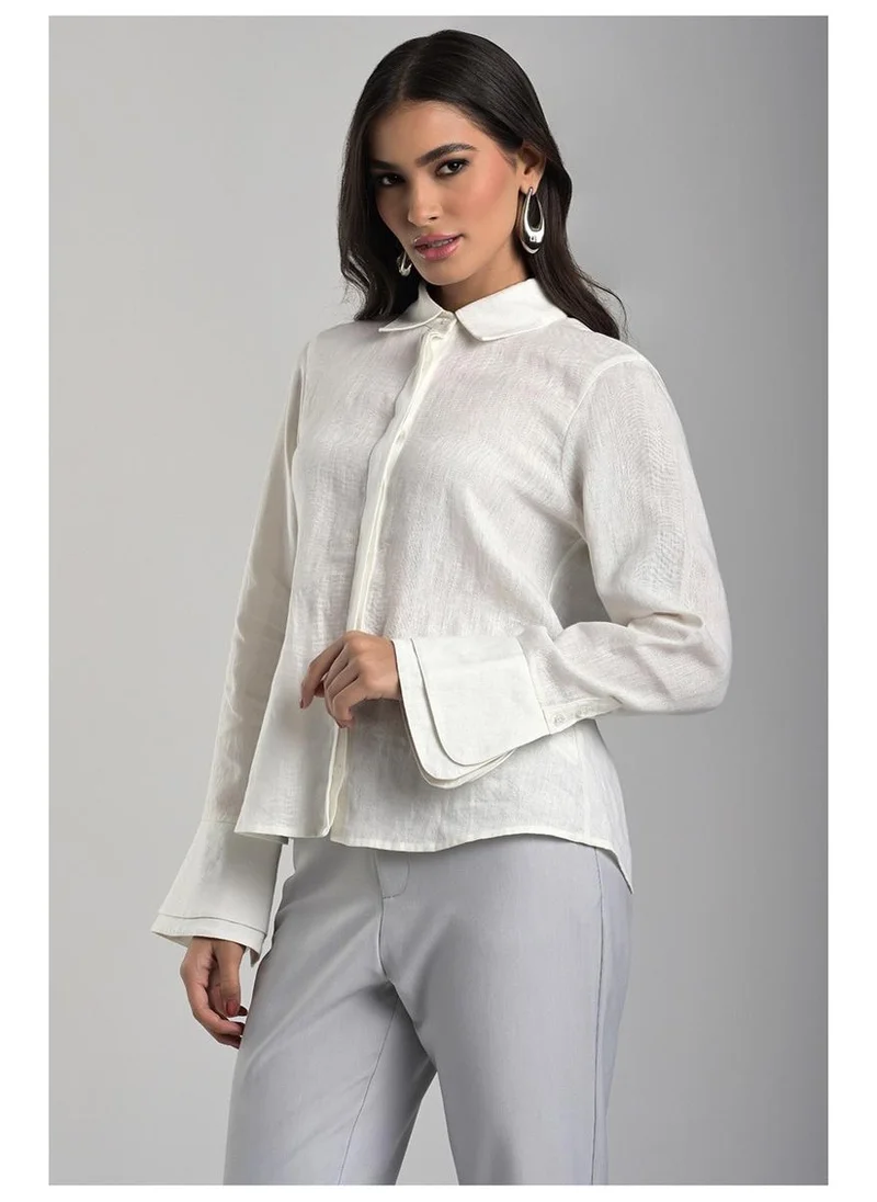 Off-white Linen Shirt with Double Cuffs
