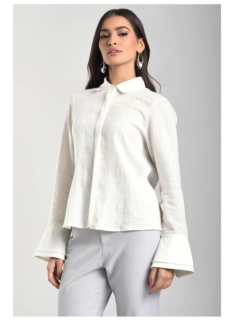 Carmen Steffens Off-white Linen Shirt with Double Cuffs