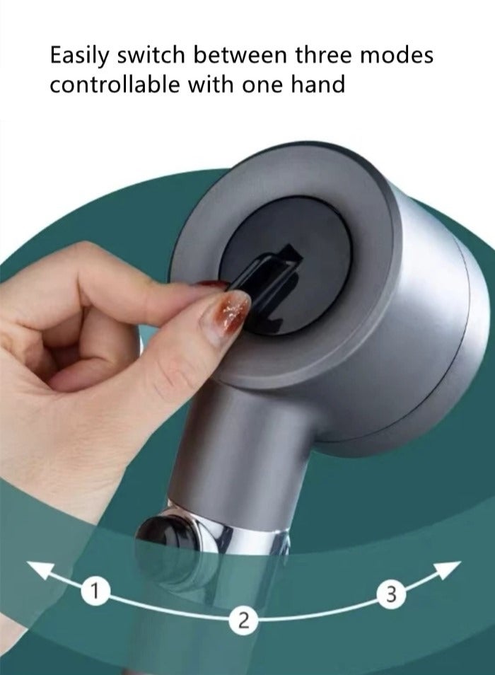 Kutis 1-Set Bathroom Shower Head Set ABS Gun Grey 25x6x2 Centimeter - Image 5