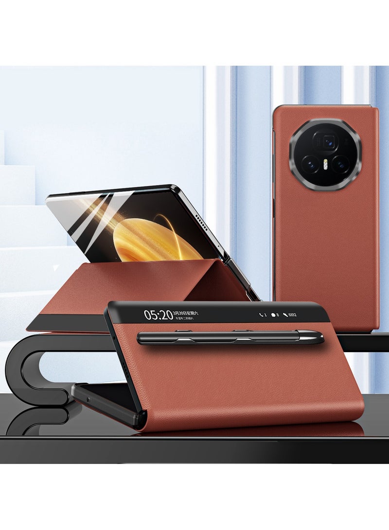 Case Compatible with Honor Magic V3 Case, Excellent Leather Material, No flip Cover for answering, with Pen Slot and Hidden Bracket Design, Earthquake and Fall Resistance