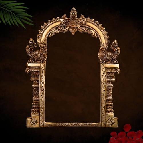 Bhunes Brass Prabhavali Arch Frame Tiruvasi Prabhawali Prabhai Makhar Pital Idol Backdrop Temple Decoration for Murti Vigraham Pooja Mandir Gold, 11.5 Inch, 1 Piece - Image 1