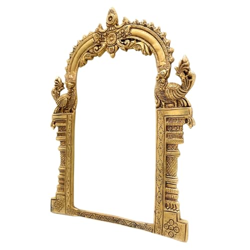 Bhunes Brass Prabhavali Arch Frame Tiruvasi Prabhawali Prabhai Makhar Pital Idol Backdrop Temple Decoration for Murti Vigraham Pooja Mandir Gold, 11.5 Inch, 1 Piece - Image 3