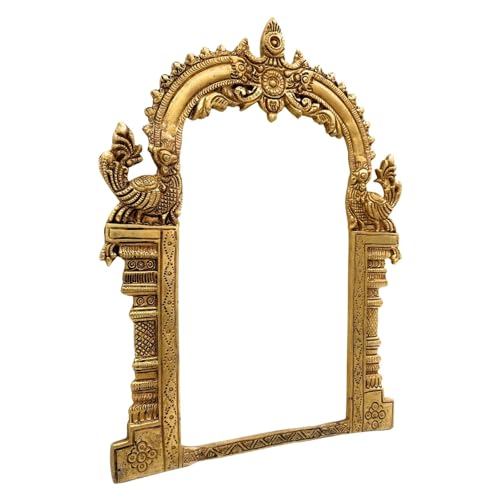 Bhunes Brass Prabhavali Arch Frame Tiruvasi Prabhawali Prabhai Makhar Pital Idol Backdrop Temple Decoration for Murti Vigraham Pooja Mandir Gold, 11.5 Inch, 1 Piece - Image 4