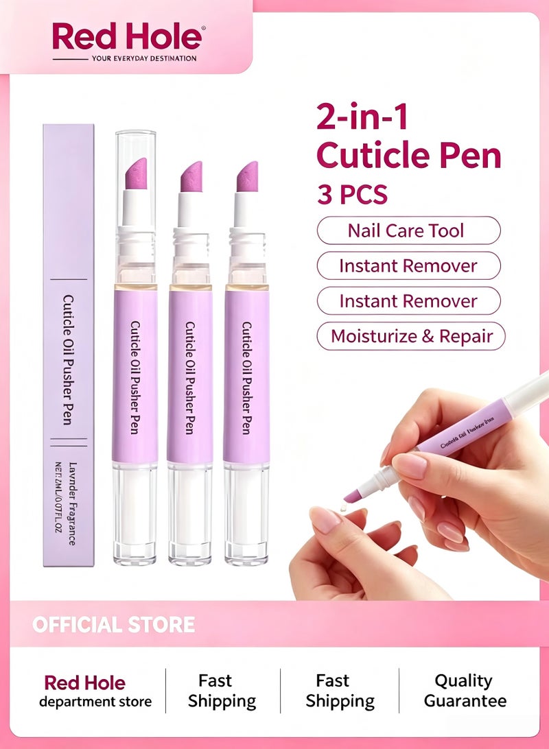 EELHOE 2‑in‑1 Nail Care Pen 3‑Pack, Cuticle & Hangnail Remover, Moisturizing Nutrition Pen for Dry Damaged Nail Folds - Image 1