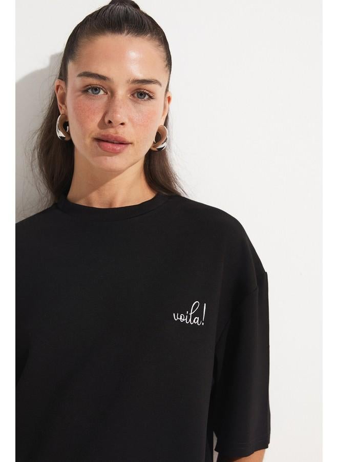 جون طقم تي شيرت أسود أوفر سايز من جونيور - Image 2