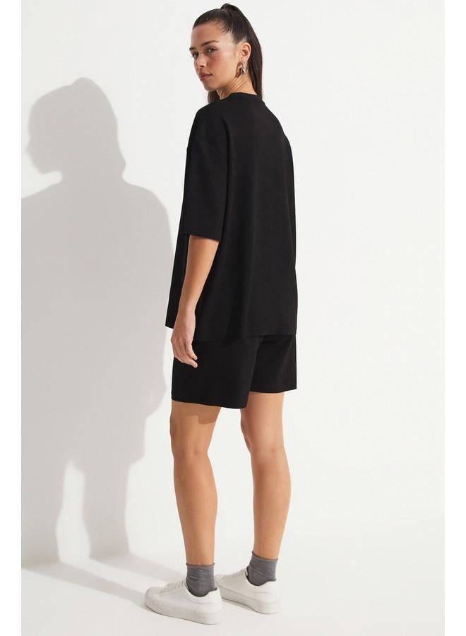 جون طقم تي شيرت أسود أوفر سايز من جونيور - Image 5