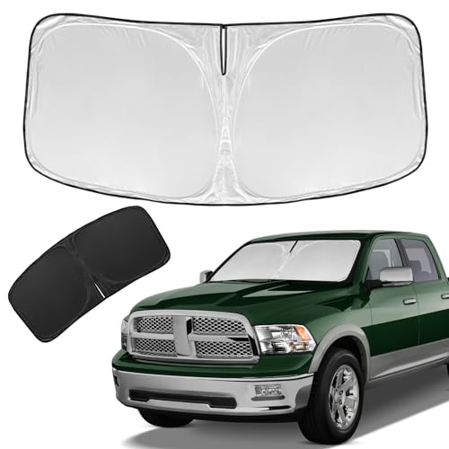 for Dodge RAM 1500 Sun Shade Sunshade Windshield Cover 4 Layers Front Window Shade for or 20192024 2025 RAM 1500 2Dr RegularCab 4Dr QuadCab CrewCab MegaCab Pickup Sun Visor Car Accessories