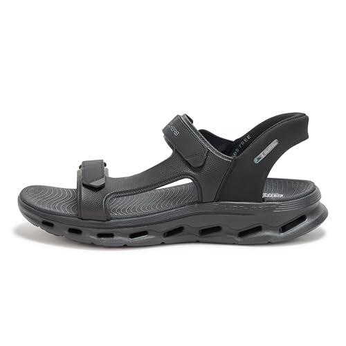 SKECHERS صندل سكيشرز للرجال بخاصية الانزلاق السهل، جولة 2.0 بحزام ربع، أسود/أسود، 7 - Image 2