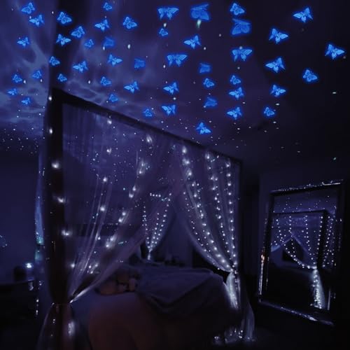 SAOROPEB Glow in The Dark 3D Butterfly 24 Pcs 3 Sizes, Luminous Butterfly Stickers for Ceiling or Wall, Glow in The Dark Party Supplies, Removable Luminous Stickers for Kids Babys Nursery (Blue) - Image 5