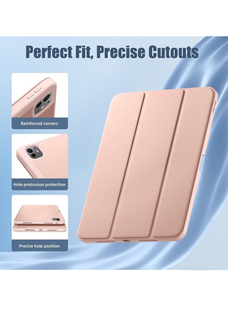MIGOFAST IPad Pro 11 Inch Case 2024 M4 with Pencil Holder  Trifold Stand with TPU Back Shockproof AND Support Apple Pencil Pro/USB-C Rose Gold - Image 4
