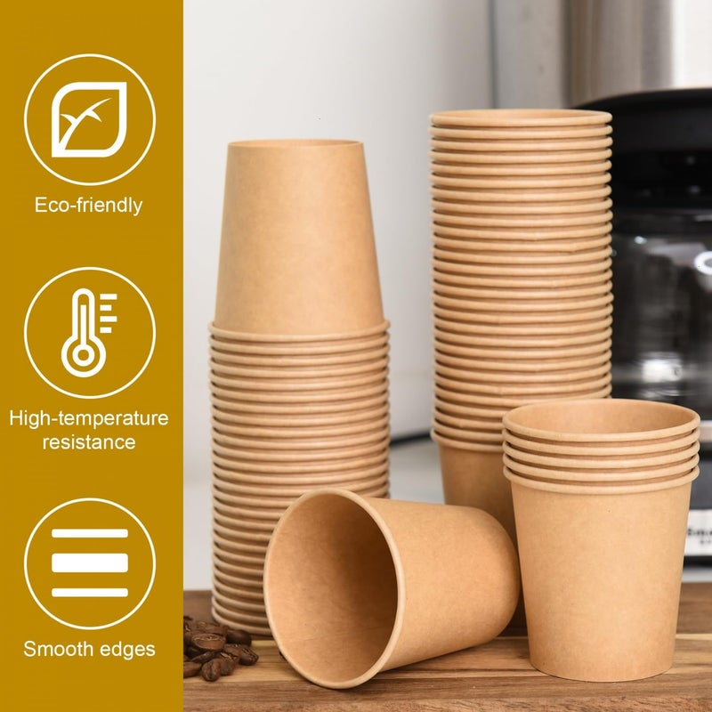 Vumdua Vumdua 300 Pcs 6 oz Kraft Paper Cups - Disposable Paper Cups Hot Cold Beverage Drinking Cup for Coffee  Water  Tea  Juice  Espresso & Cortado  - Image 5