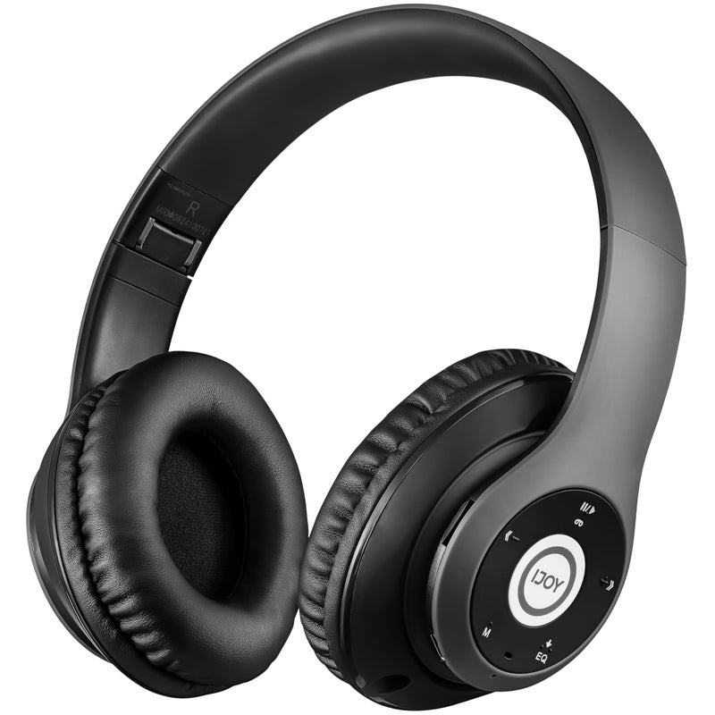 iJoy Bluetooth Headphones Over Ear, Wireless and Wired Foldable Headset Built-in Microphone - (Stealth) Adults Kids Men Women - Audifonos Auriculares Inalambricos - Image 1