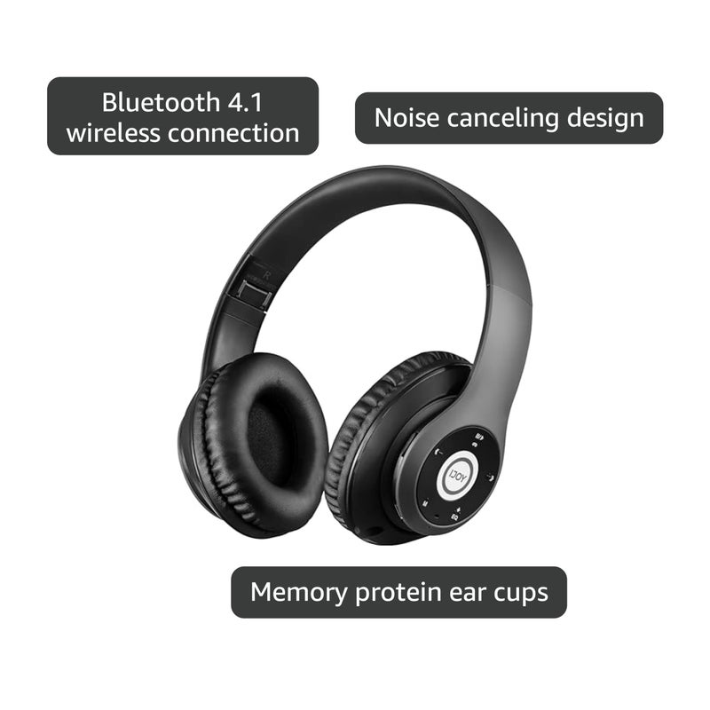 iJoy Bluetooth Headphones Over Ear, Wireless and Wired Foldable Headset Built-in Microphone - (Stealth) Adults Kids Men Women - Audifonos Auriculares Inalambricos - Image 4