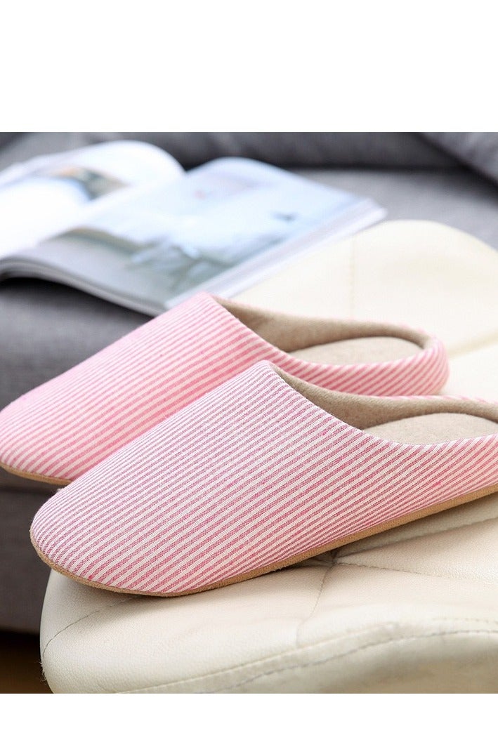 شباشب منزلية صامتة بقاعدة قماشية مضادة للانزلاق للأرضيات الخشبية بنعل ناعم لفصلي الربيع والخريف - Image 1