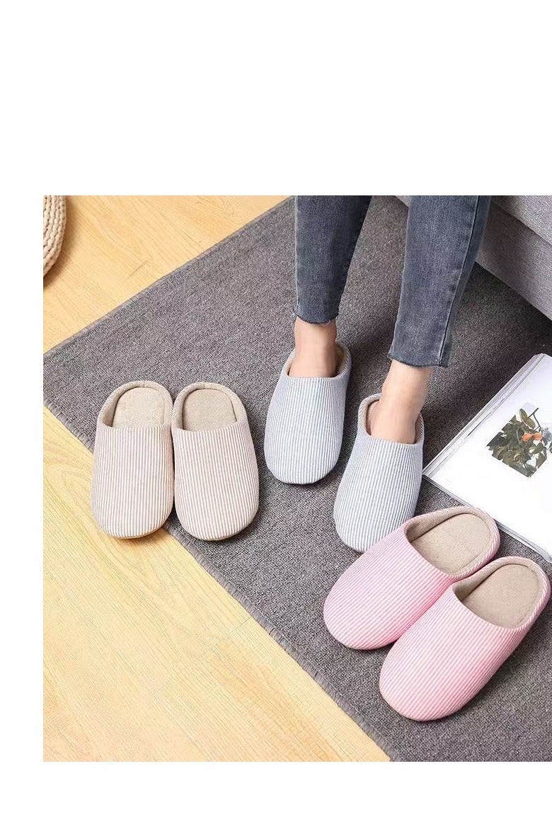 شباشب منزلية صامتة بقاعدة قماشية مضادة للانزلاق للأرضيات الخشبية بنعل ناعم لفصلي الربيع والخريف - Image 2