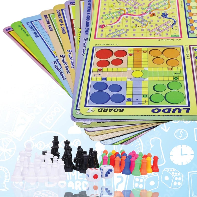 ToyMagic 50-in-1 Classic Board Game Set|Includes Chess,Checkers,Snakes & Ladders,Ludo,Sapsidi|Ultimate Collection of Fun & Educational Games for Family|Indoor Board Games for All Age Group,Multicolor - Image 1