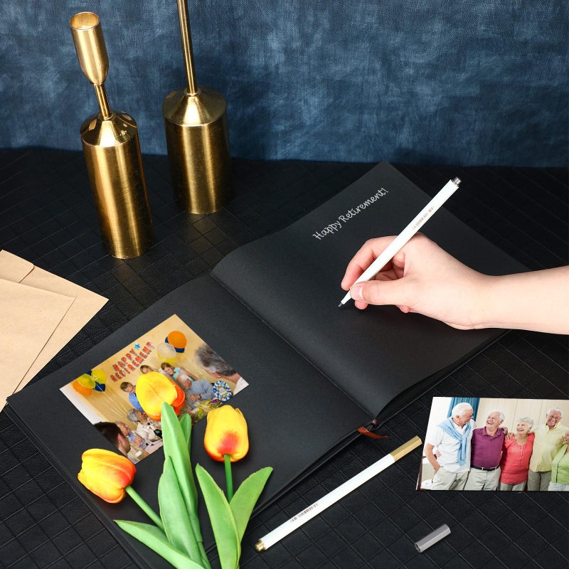 Resholder 2026 Retirement Guest Book with 2 Markers 8.7'' Square Hardcover Blank Guest Photo Signing Memory Book Happy Retirement Gift Party Supplies for Women Men Teacher Grad Decor(Black,Elegant) - Image 5