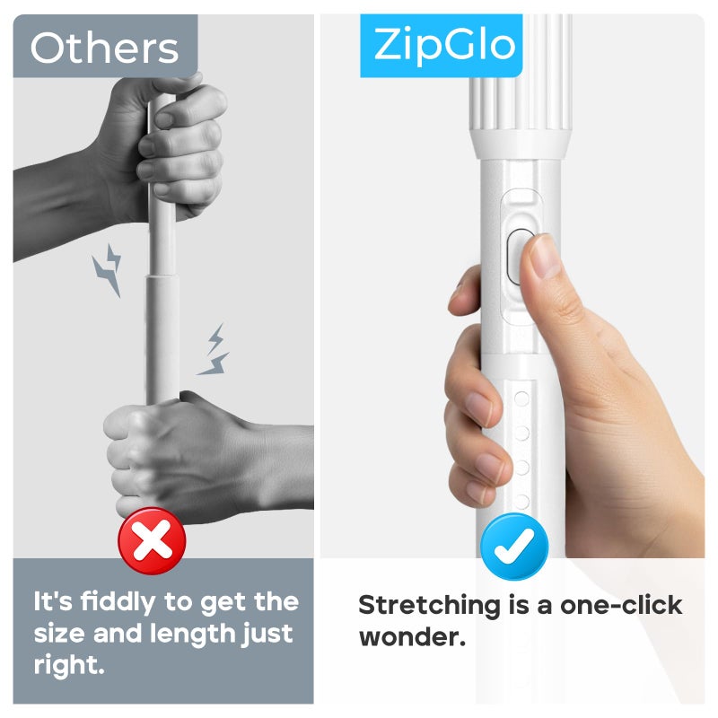 ZipGlo White Tension Curtain Rod 41-126In(4-10Ft), Long Outdoor Curtain Rod No Drilling for Window or Bathroom Patio, Adjustable Heavy Duty Shower Rod,Rod Diameter 1.26In-One-bond stretching - Image 5