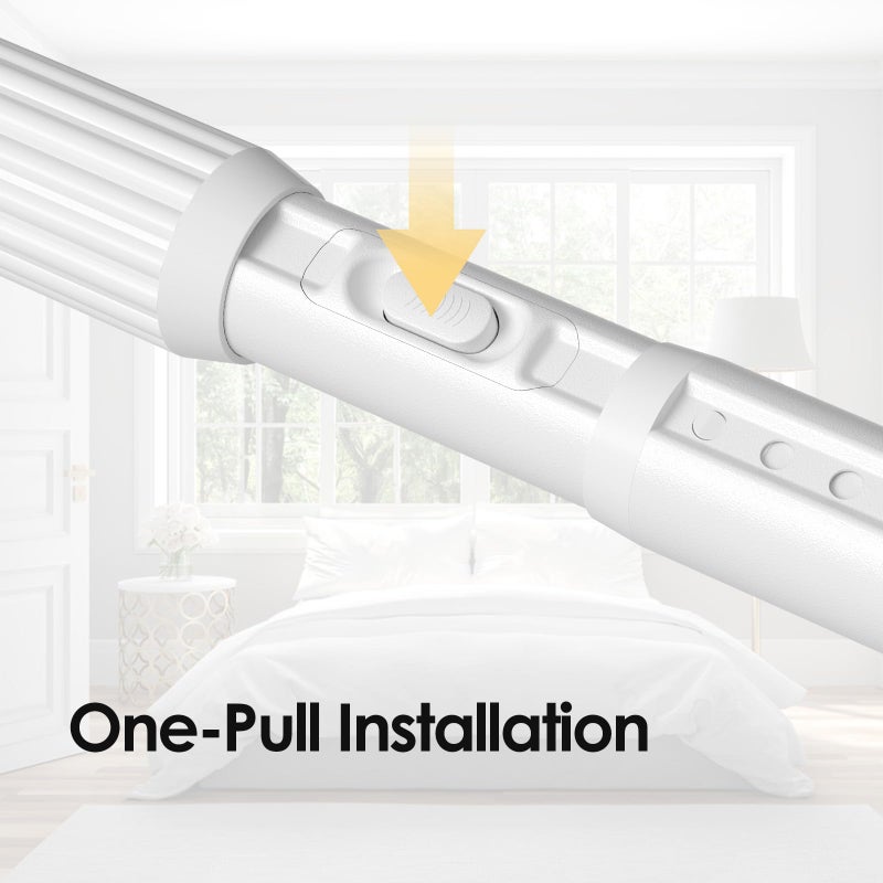 ZipGlo White Tension Curtain Rod 41-126In(4-10Ft), Long Outdoor Curtain Rod No Drilling for Window or Bathroom Patio, Adjustable Heavy Duty Shower Rod,Rod Diameter 1.26In-One-bond stretching - Image 3