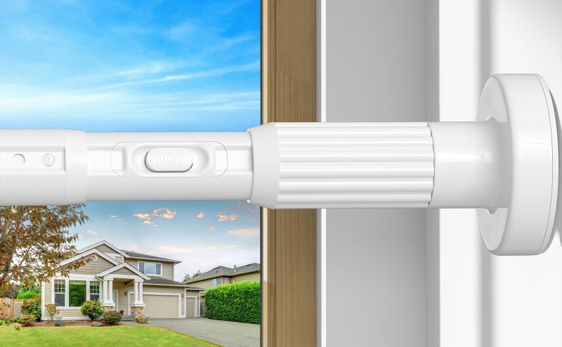 ZipGlo White Tension Curtain Rod 41-126In(4-10Ft), Long Outdoor Curtain Rod No Drilling for Window or Bathroom Patio, Adjustable Heavy Duty Shower Rod,Rod Diameter 1.26In-One-bond stretching - Image 1