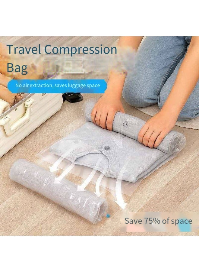 2 Large 2 Medium 2 Small Set Roll-Up No-Pump Travel Storage Bags, Clear Clothes Vacuum Compression Bags Waterproof Luggage Organizer Pouches - Image 4