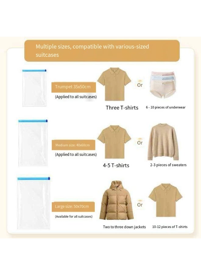 2 Large 2 Medium 2 Small Set Roll-Up No-Pump Travel Storage Bags, Clear Clothes Vacuum Compression Bags Waterproof Luggage Organizer Pouches - Image 5