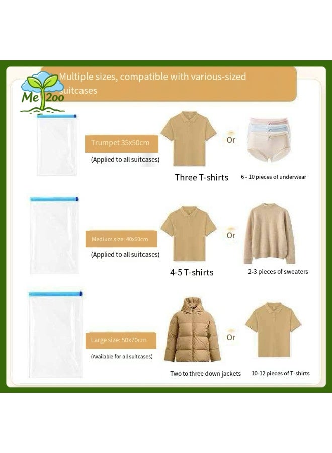 2 Large 2 Medium 2 Small Set Roll-Up No-Pump Travel Storage Bags, Clear Clothes Vacuum Compression Bags Waterproof Luggage Organizer Pouches - Image 1
