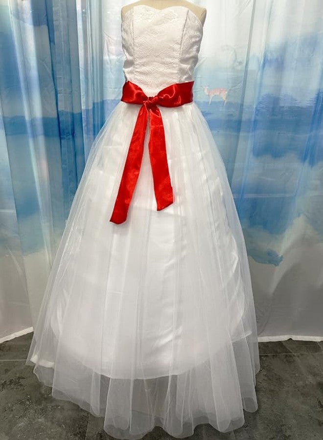 Backgarden Red Women 200cm Long Satin Sash Belts for Wedding Bridal Bridesmaid Dress Accessories - Image 4