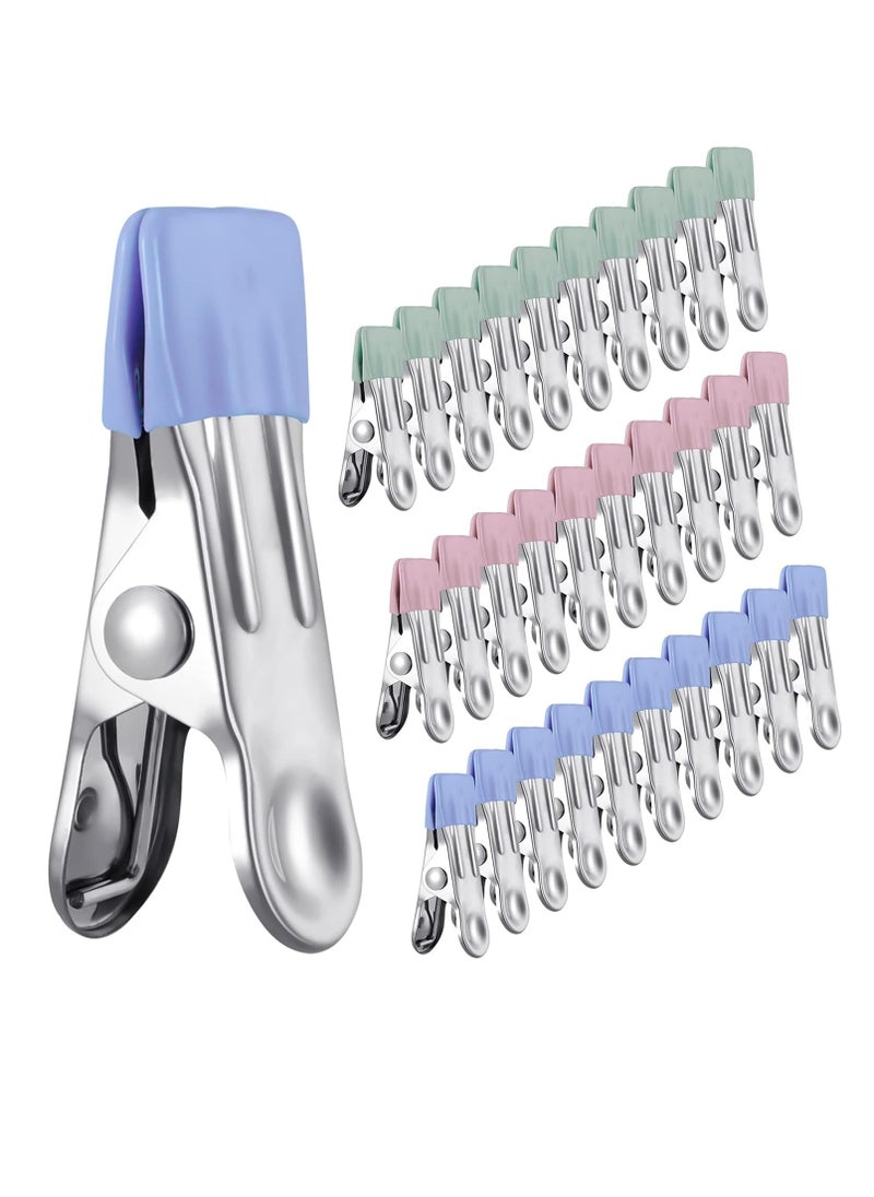 RATSAW 30Pcs Clothes Pegs Stainless Steel Laundry Pegs Clothes Pins for Socks and Underwear and Food and Sealing and Photos  - Image 1