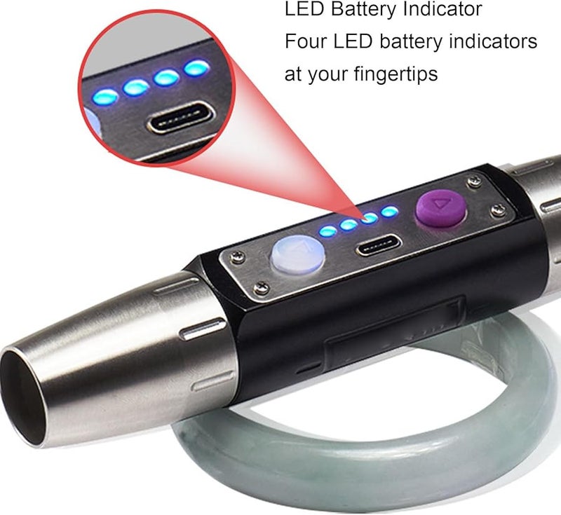 Fockety 6 Colors Stepless Dimmable Purple UV Flashlight for Jade Gem Jewelry Appraisal and Identification - Image 5