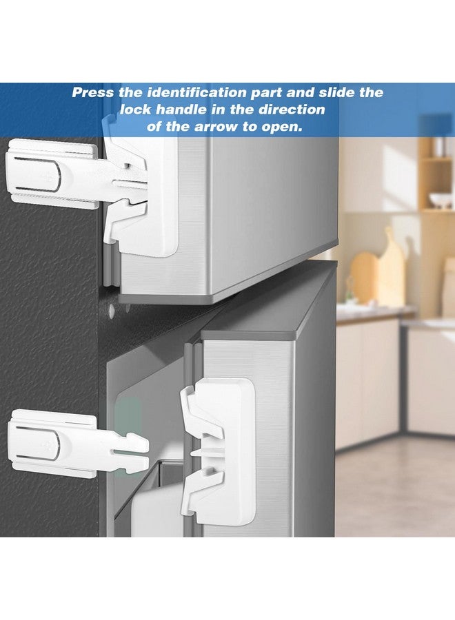 Bremorou 2 Pack Freezer Door Latches Refrigerator Lock Freezer Lock for Upright Freezer Refrigerator Fridge Freezer Door Lock Proof Refrigerator Lock Baby Safety Fridge Door Latch Locks (White) - Image 4