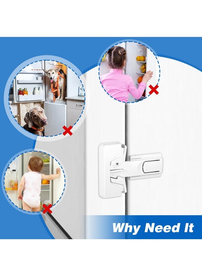 Bremorou 2 Pack Freezer Door Latches Refrigerator Lock Freezer Lock for Upright Freezer Refrigerator Fridge Freezer Door Lock Proof Refrigerator Lock Baby Safety Fridge Door Latch Locks (White) - Image 3