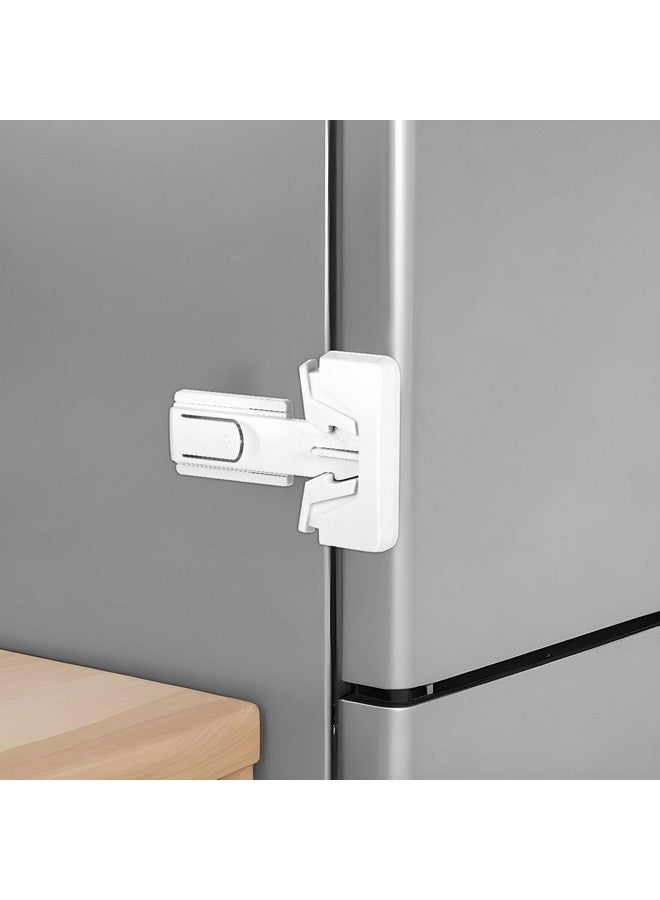 Bremorou 2 Pack Freezer Door Latches Refrigerator Lock Freezer Lock for Upright Freezer Refrigerator Fridge Freezer Door Lock Proof Refrigerator Lock Baby Safety Fridge Door Latch Locks (White) - Image 1