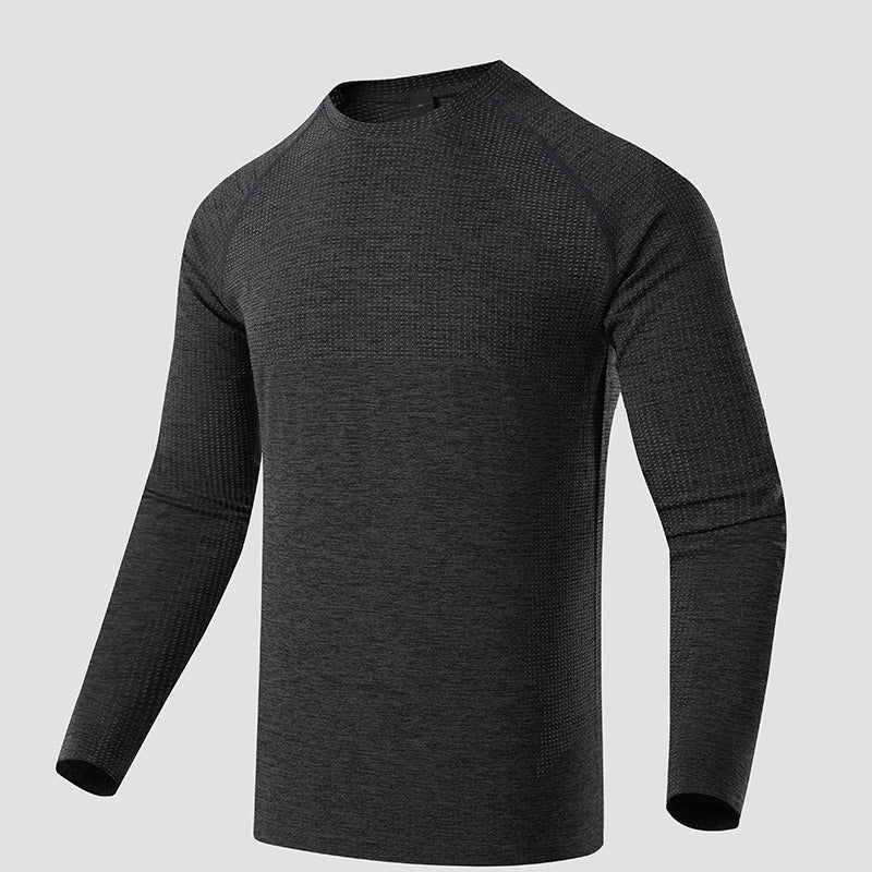 Qi Ta Seamless Jacquard Quick-Dry Long Sleeve T-Shirt for Men, Athletic Training Top, Breathable Cycling Base Layer - Image 1