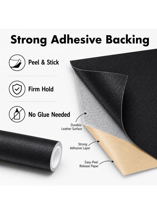 LYNLYN Leather Repair Patch, Black Self Adhesive Leather Look Repair Tape, Peel And Stick Sofa Car Seat Chair Handbag Repair Patch, Cuttable Upholstery Repair Sheet - Image 4