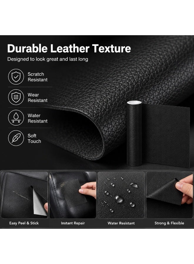 LYNLYN Leather Repair Patch, Black Self Adhesive Leather Look Repair Tape, Peel And Stick Sofa Car Seat Chair Handbag Repair Patch, Cuttable Upholstery Repair Sheet - Image 3