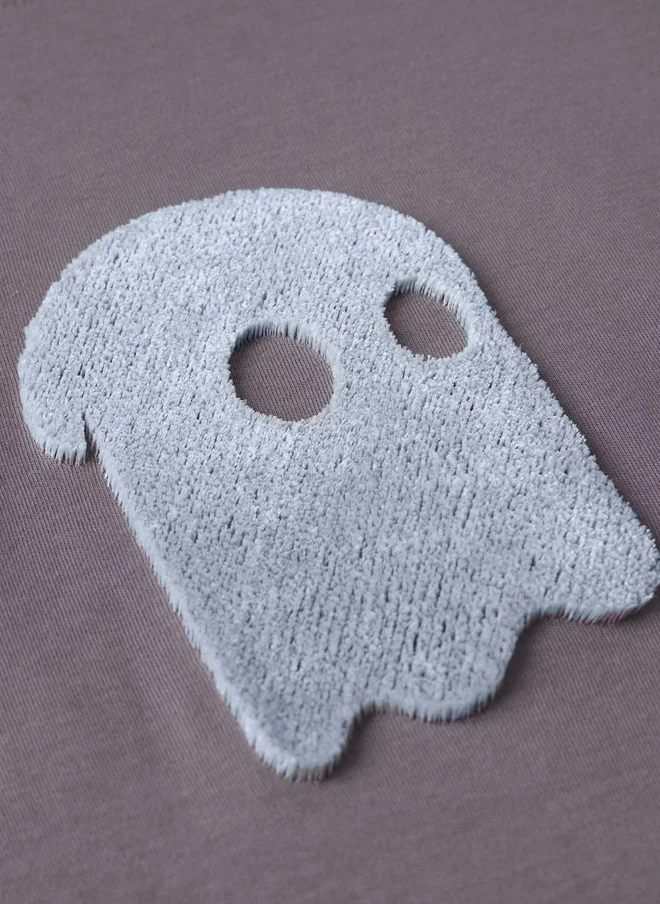 ذا سوليد ستور The Souled Store Men's Oversized Fit Printed Grey T-Shirt with Ghost Logo