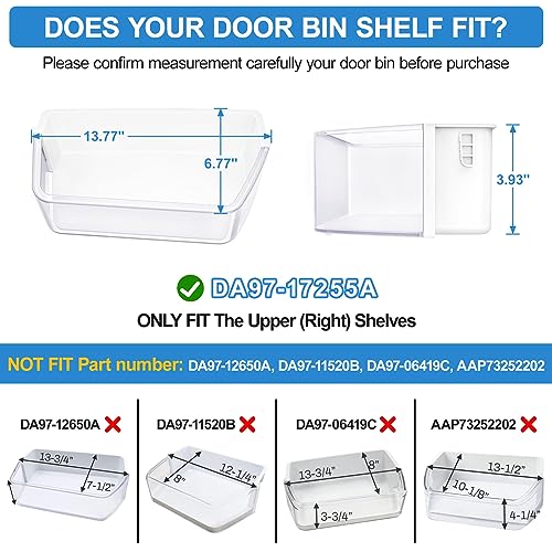 Alvar [2 PACK] UPGRADED DA97-17255A Refrigerator Door Bin Compatible with Samsung Refrigerator Door Shelf Replacement, Right Fridge Door Shelf Parts AP6784023, RF265BEAESG, RF265BEAESR, RF262BEAESR Door Bin - Image 3