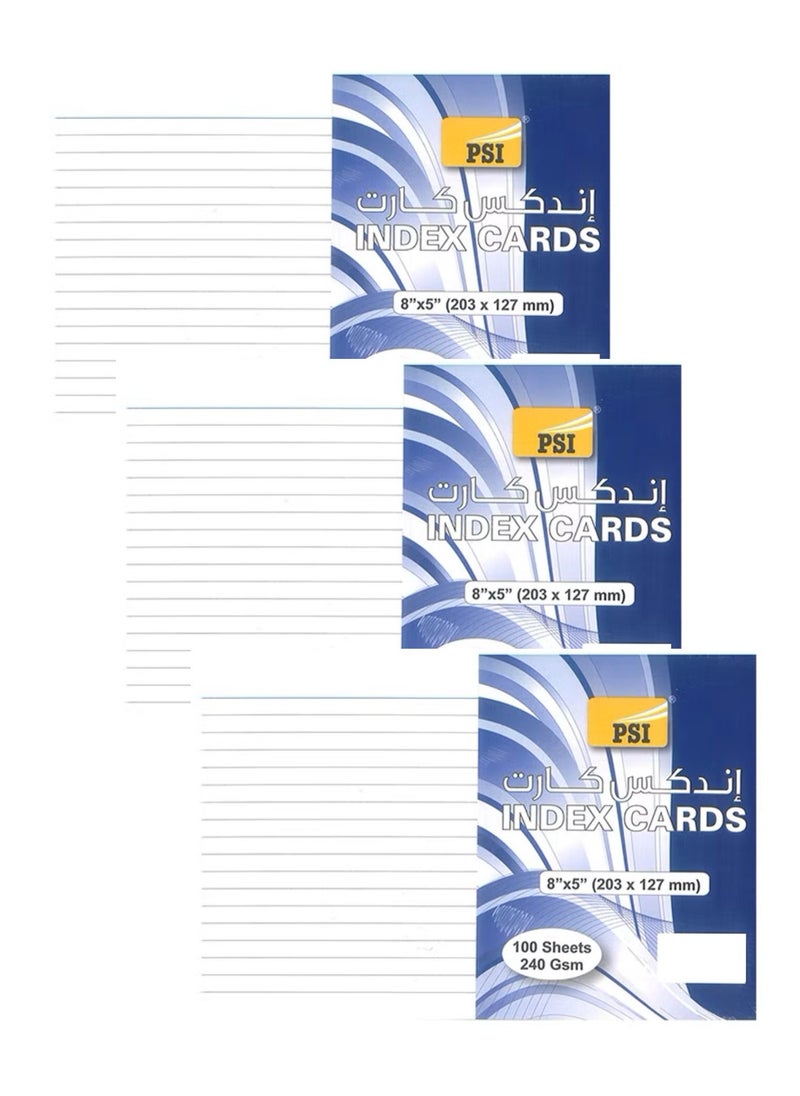 Psi 3-Pack White Index Cards 8x5 Inch Size  - Image 1