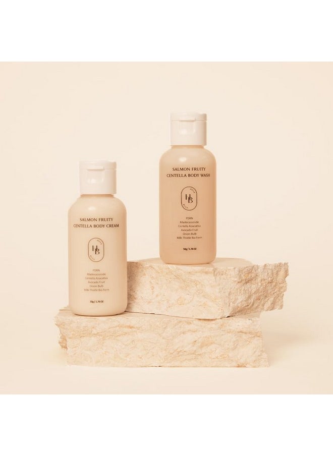 HEVEBLUE HEVEBLUE Salmon Fruity Centella Body Travel Kit - Body Cream & Body Wash Set, Gift Set, Sensitive Skin, Korean Bodycare, Hypoallergenic, Allergen-free Fragrance, Salmon PDRN, K-Beauty  - Image 3